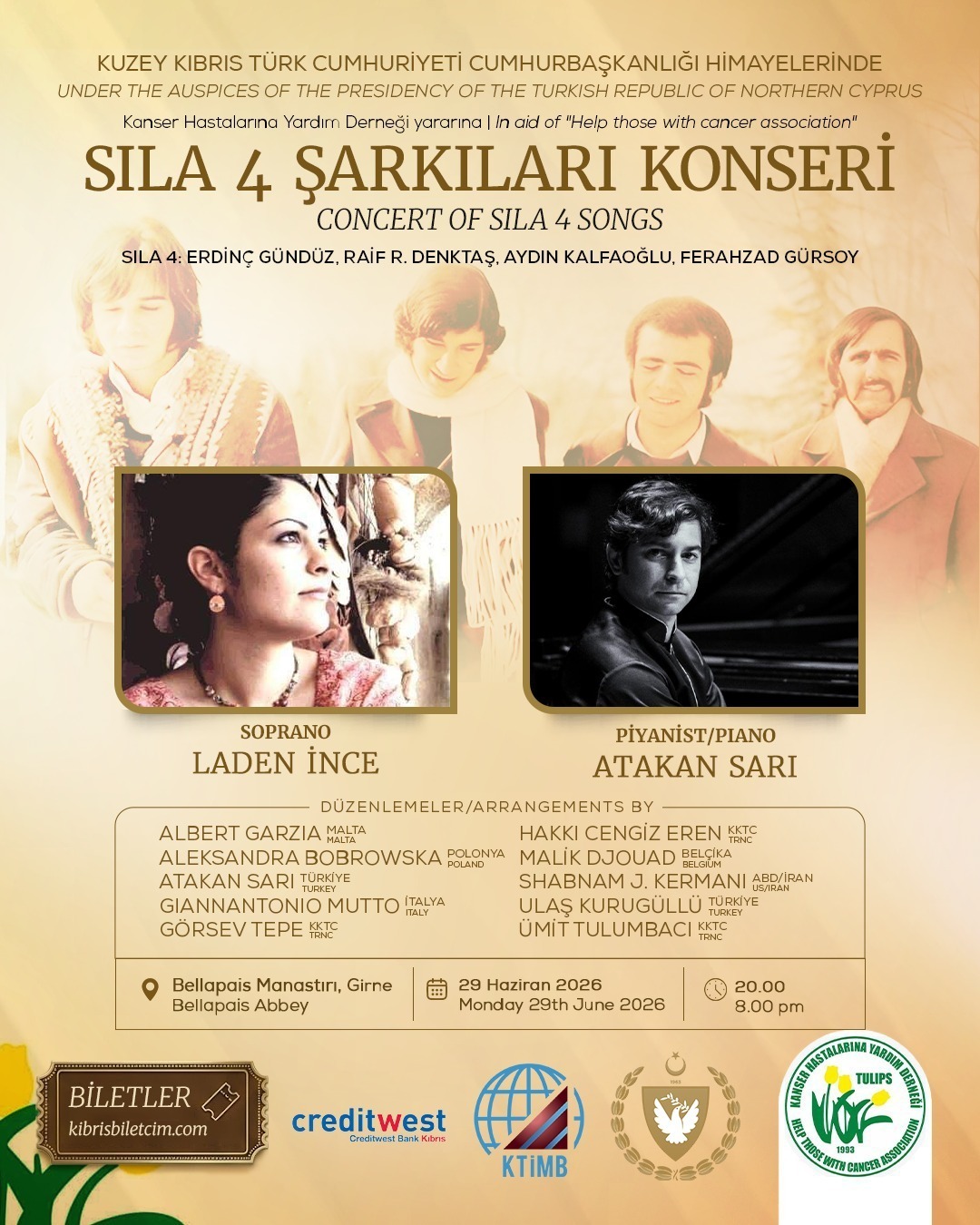 Kültürel mirasımızın önemli değerlerinden Sıla 4’ün unutulmaz şarkıları, Soprano Laden İnce ve Piyanist Atakan Sarı’nın yorumuyla klasik batı müziği formunda sanatseverlerle buluşuyor.